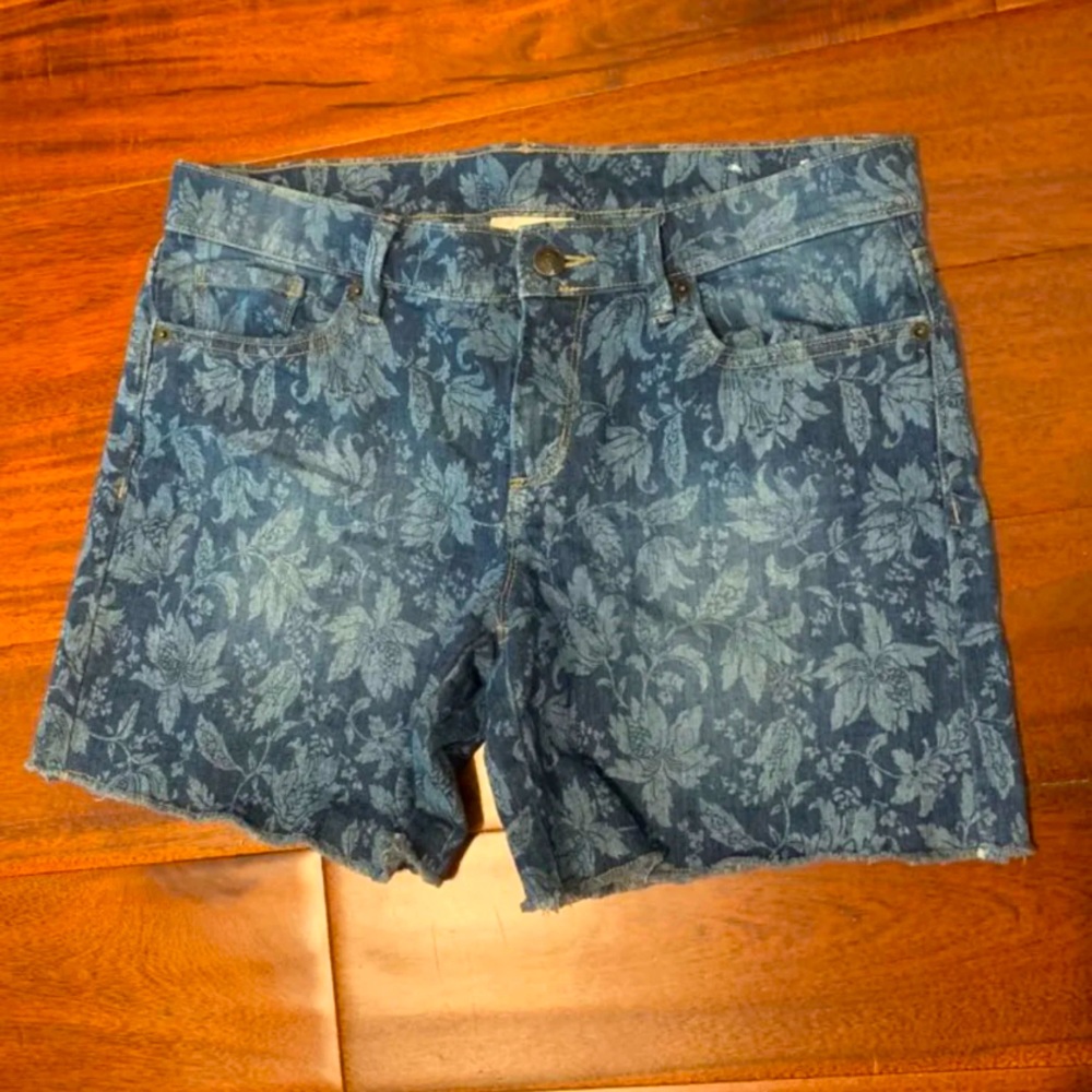 LOFT floral denim shorts